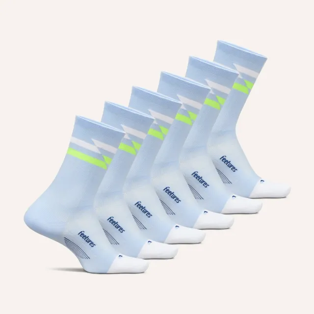 Feetures Elite Ultra Light Mini Crew sokker 6-pk White Mix tynn
