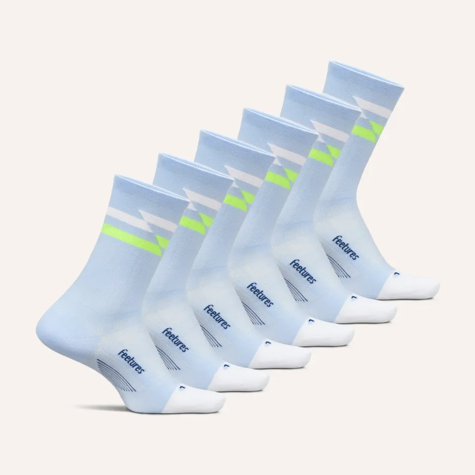 Feetures Elite Ultra Light Mini Crew sokker 6-pk White Mix tynn
