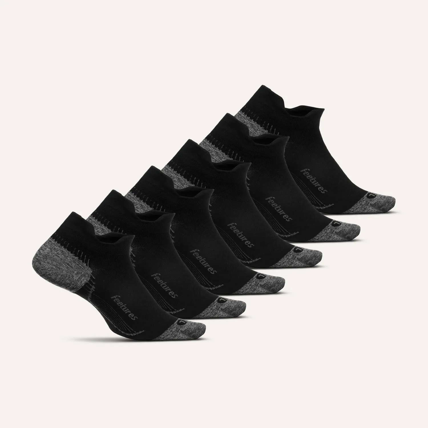 Feetures Plantar Fasciitis Relief Tab sokker 6-pack hælkompresjon