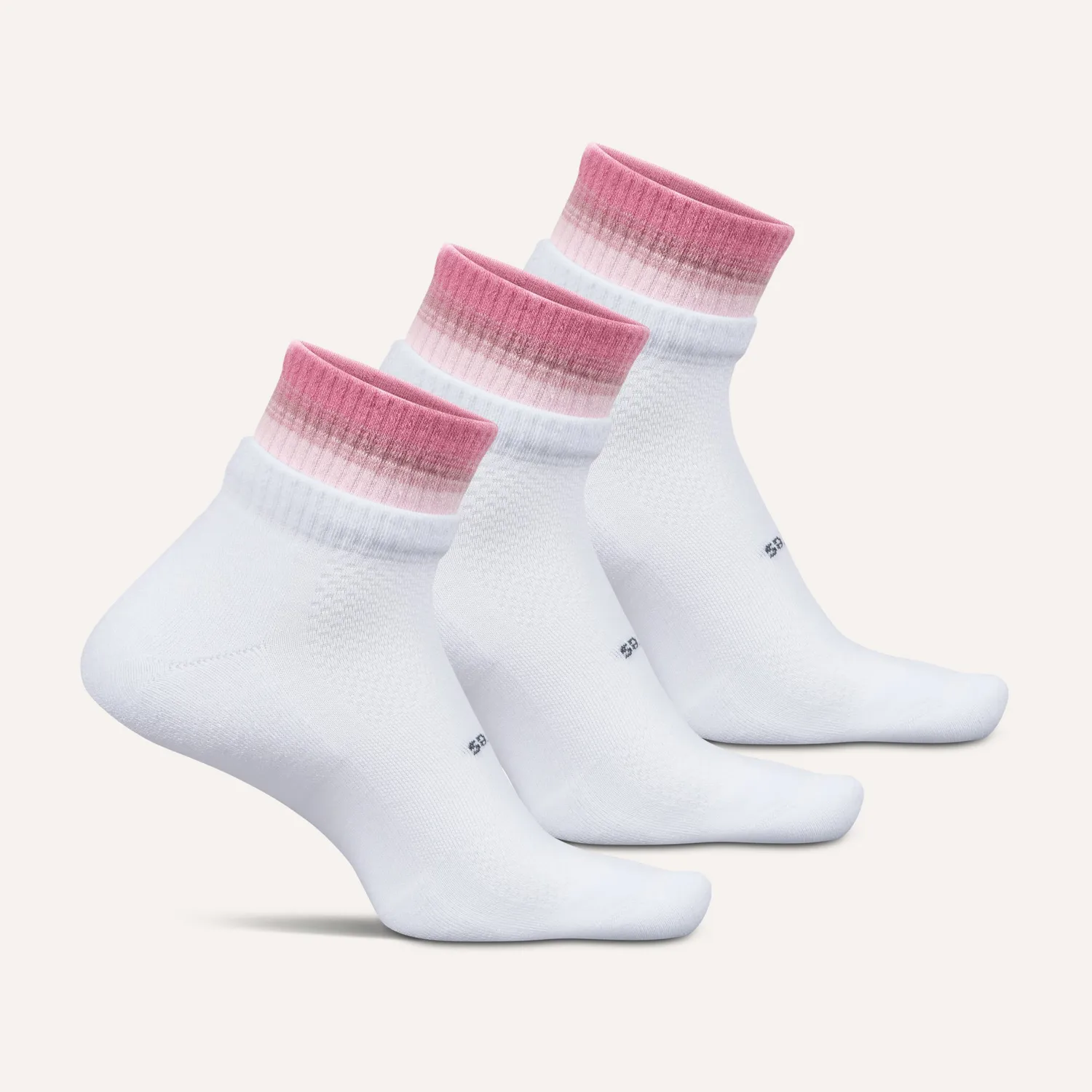 Feetures High Performance Max Cushion Stacked Quarter sokker 3-pack sky rose