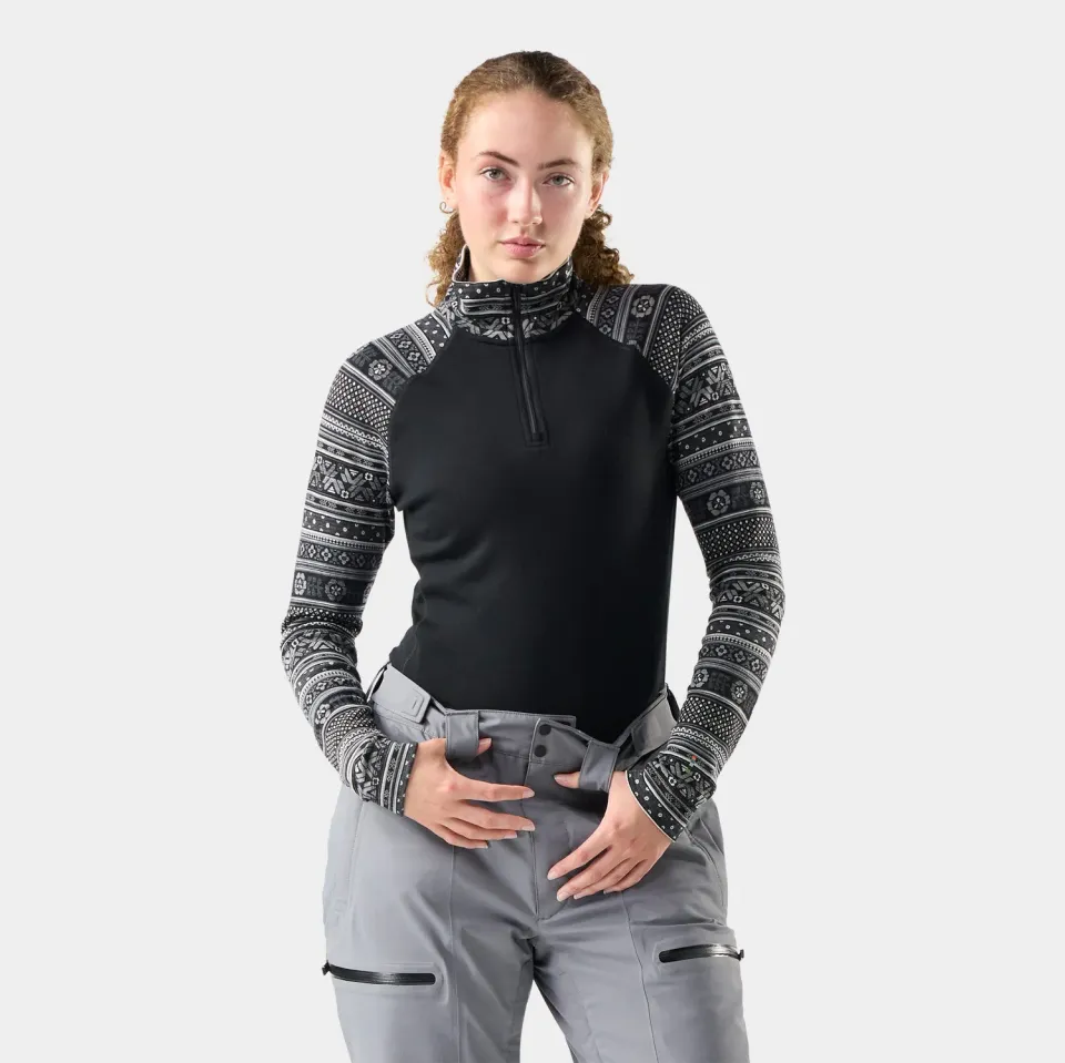 Smartwool Classic Thermal 1/4 Zip ulltrøye Black Fair Isle Fun varm