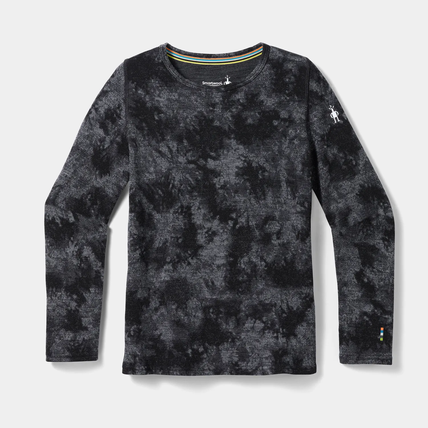 Smartwool Kids Classic Thermal Crew ulltrøye Black Tie Dye merino