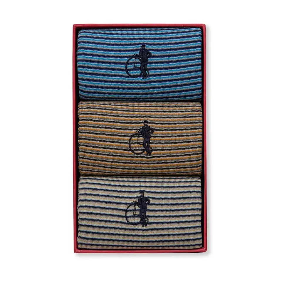London Sock Company Striped Set II sokker 3-par stripete bomull