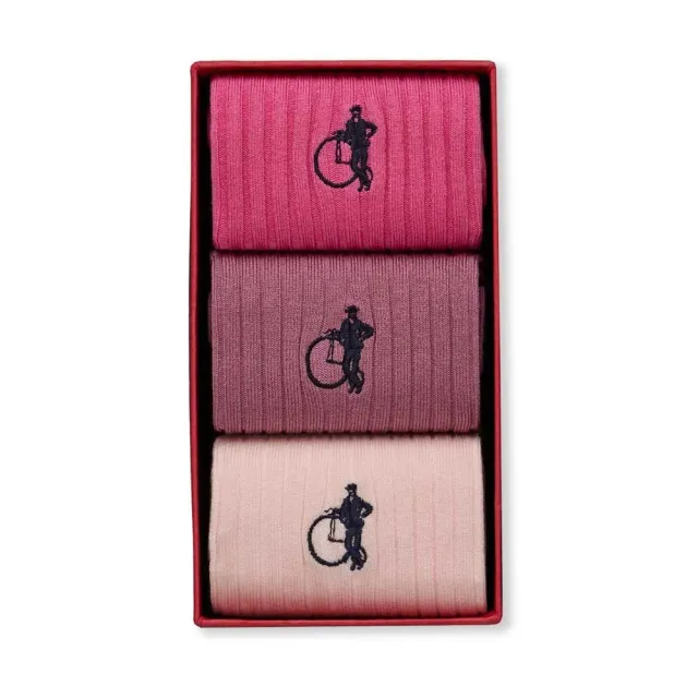 London Sock Company Stone Roses sokker 3-pk rosa