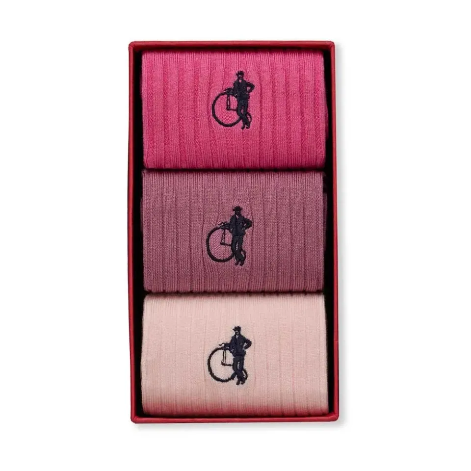 London Sock Company Stone Roses sokker 3-pk rosa