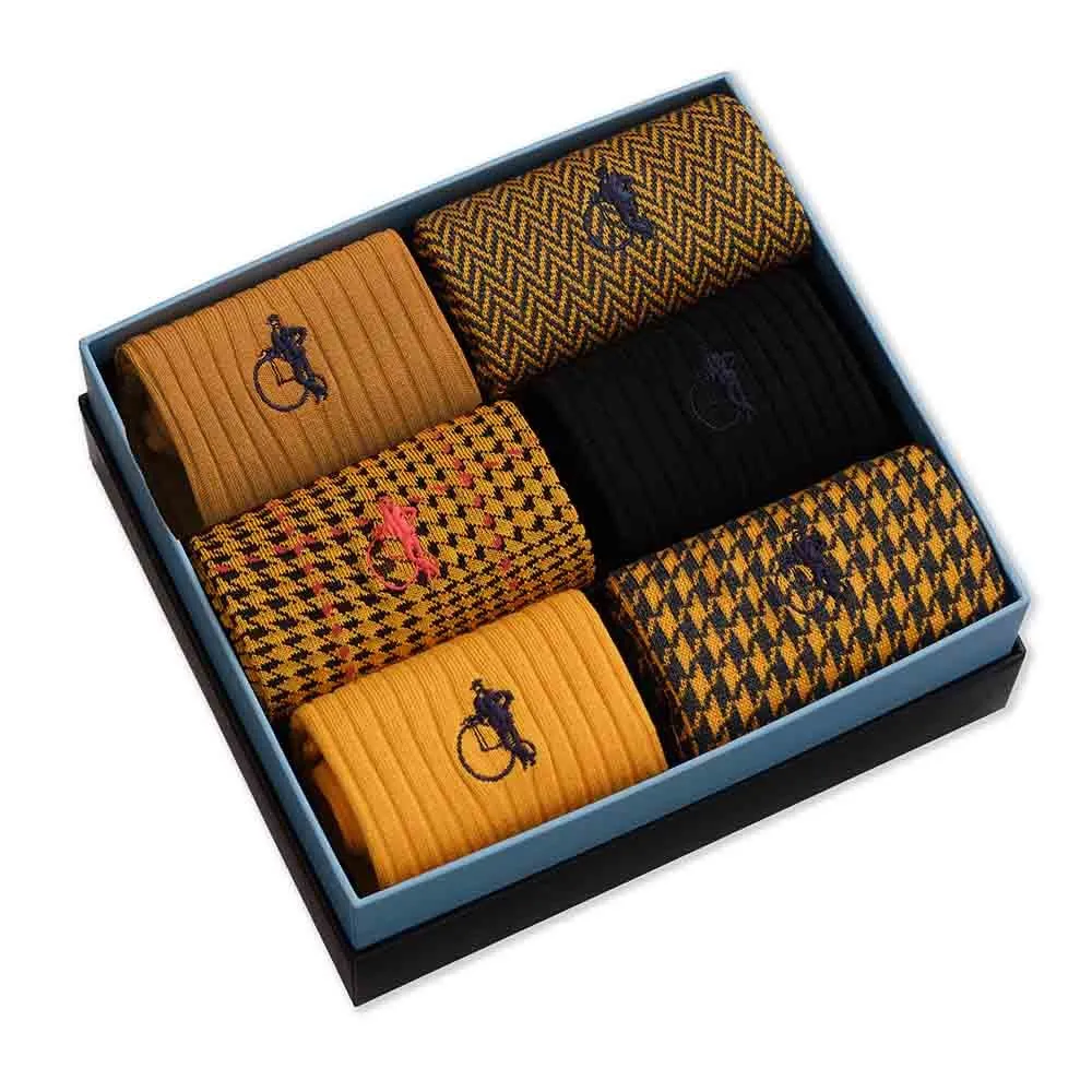 London Sock Company Dash of Class Dijon sokker 6-pak gul