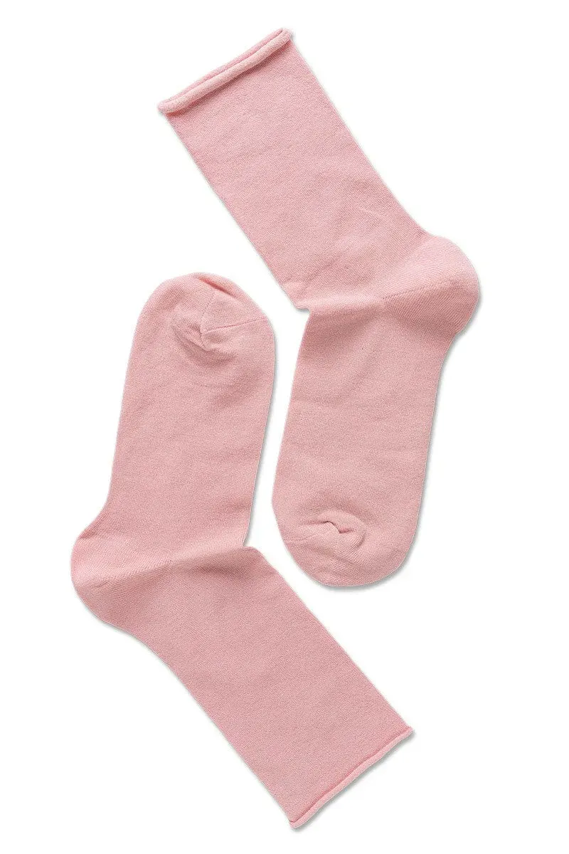 Note by Syversen Bamboo Roll Top crewsokker lys rosa bambus