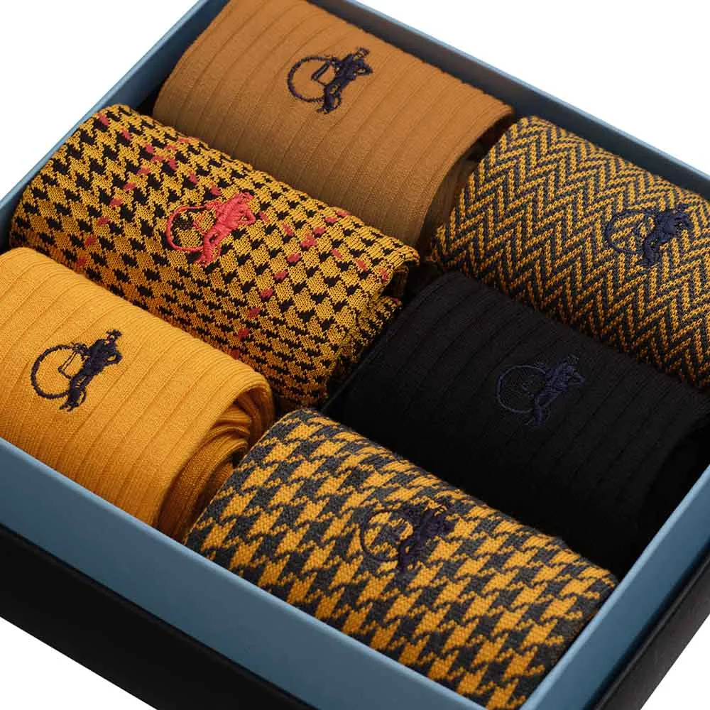London Sock Company Dash of Class Dijon sokker 6-pak gul