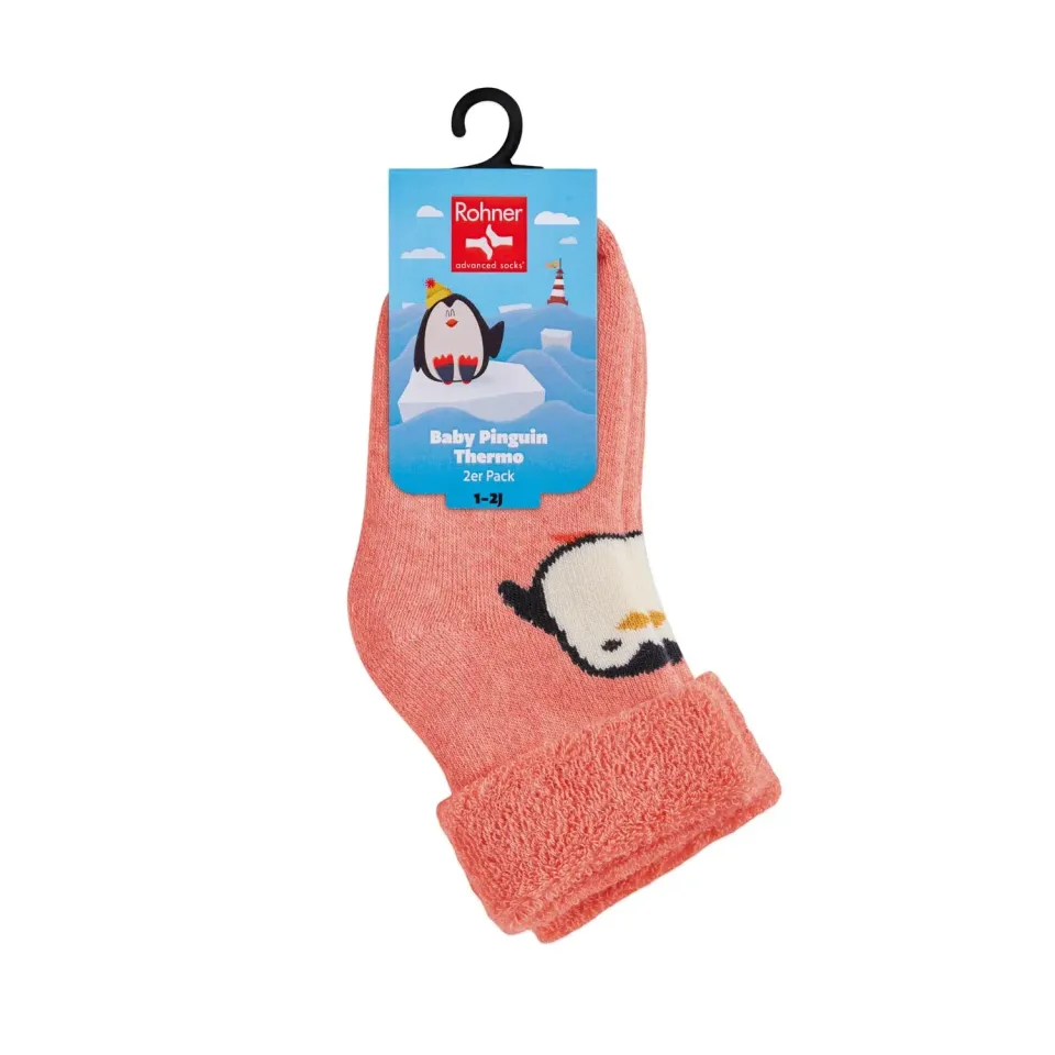 Rohner Baby Pinguin Thermo babysokker 2-pack økologisk bomull