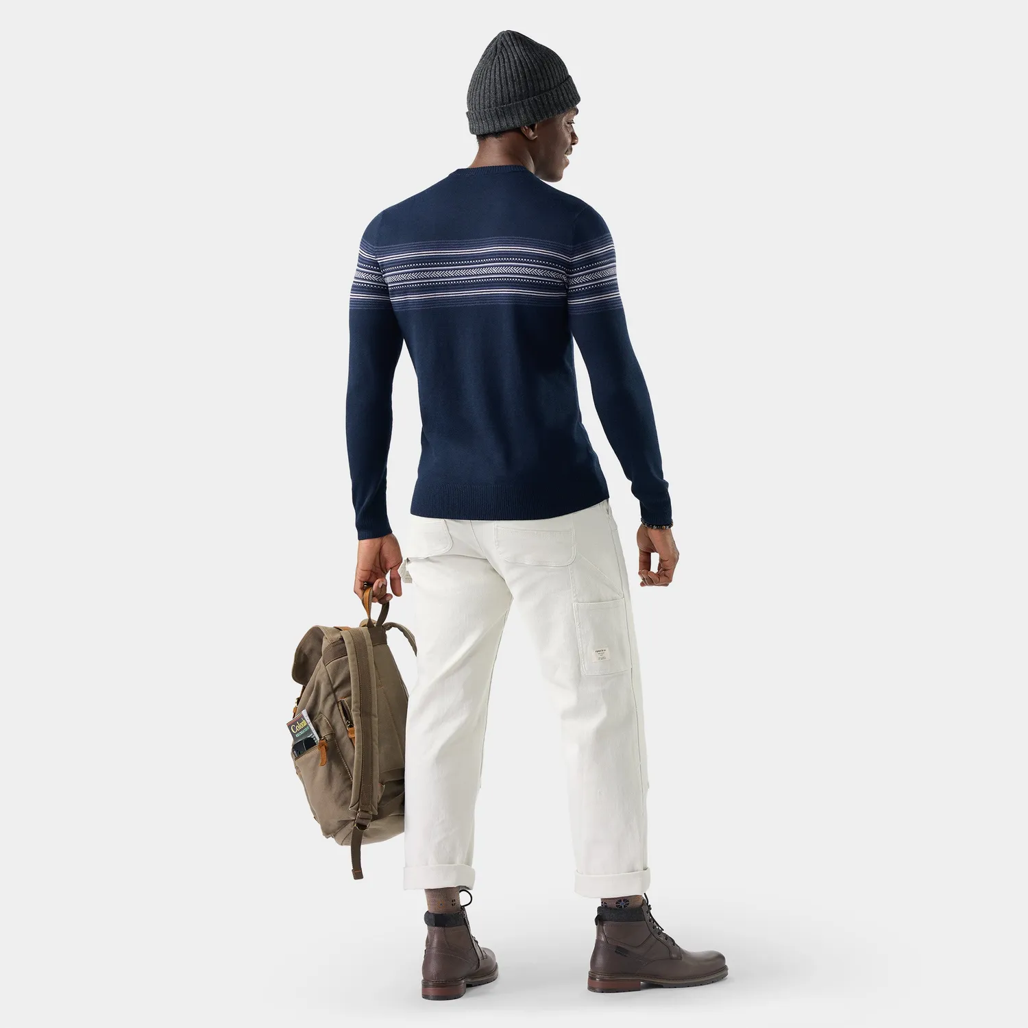 Smartwool Sparwood Stripe Crew genser Deep Navy