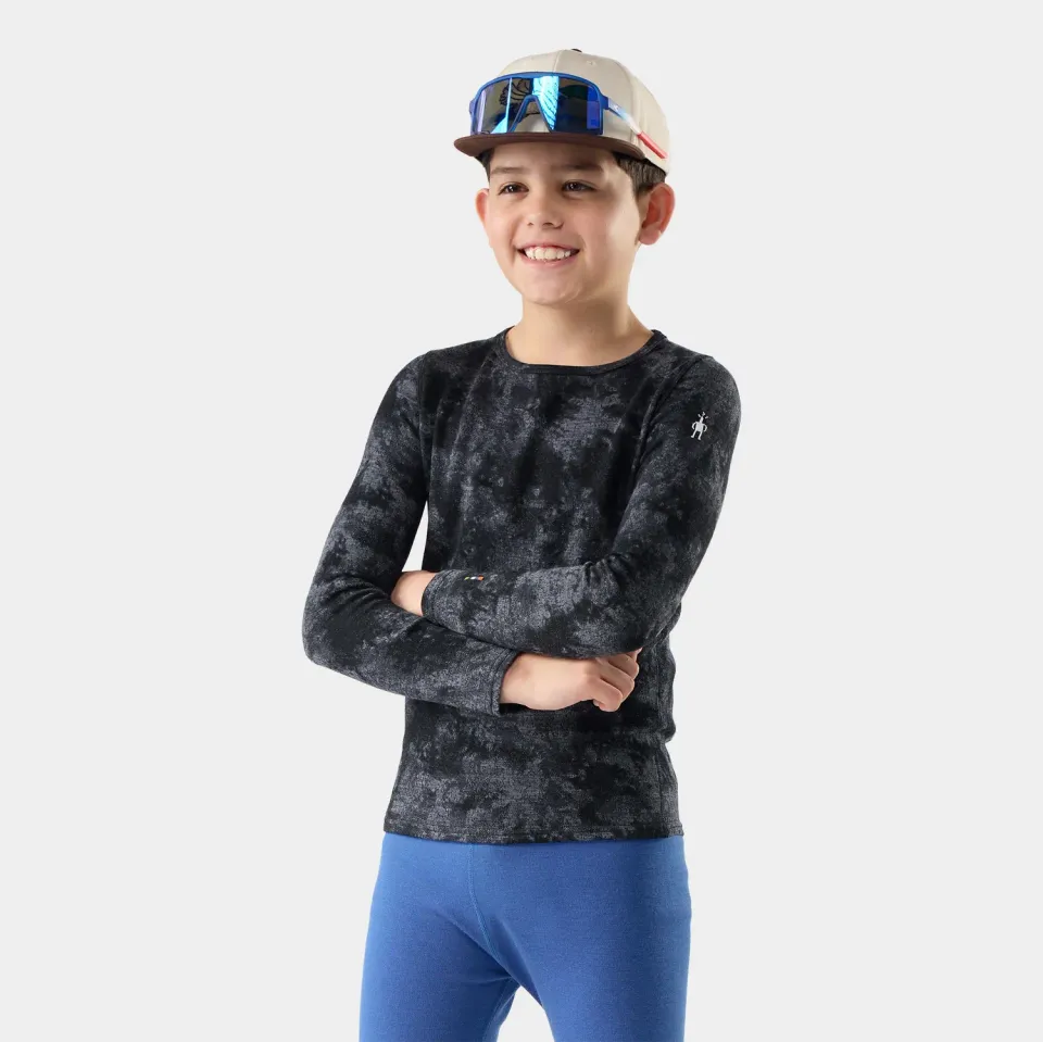 Smartwool Kids Classic Thermal Crew ulltrøye Black Tie Dye merino
