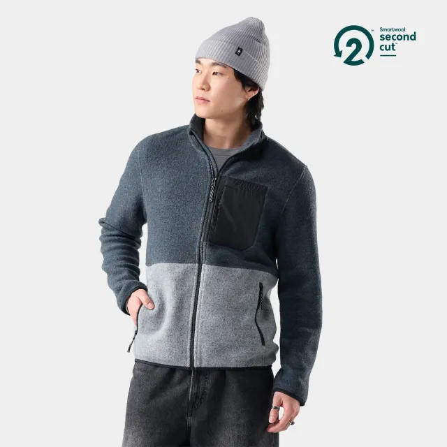 Smartwool Second Cut fleecejakke Light Gray Deep Navy ull