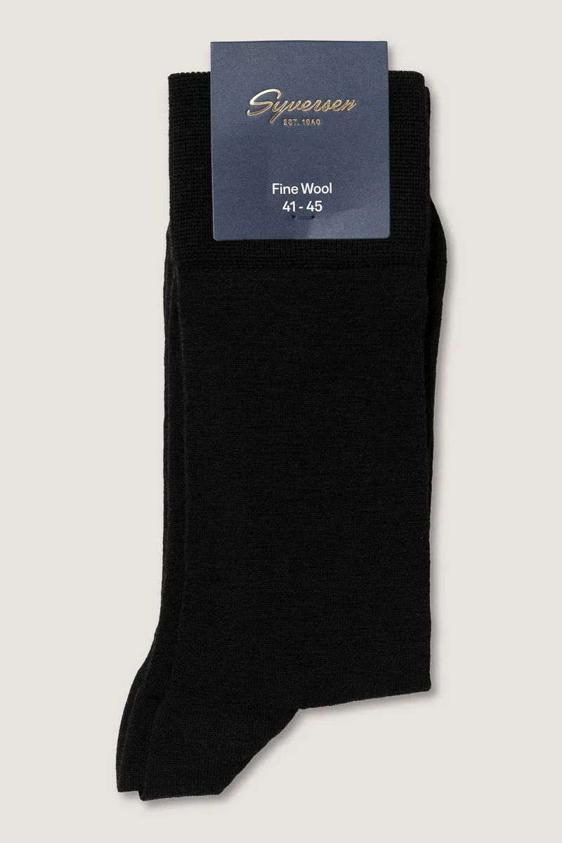 Syversen Socks Fine Wool crewsokk svart 41-45 ull