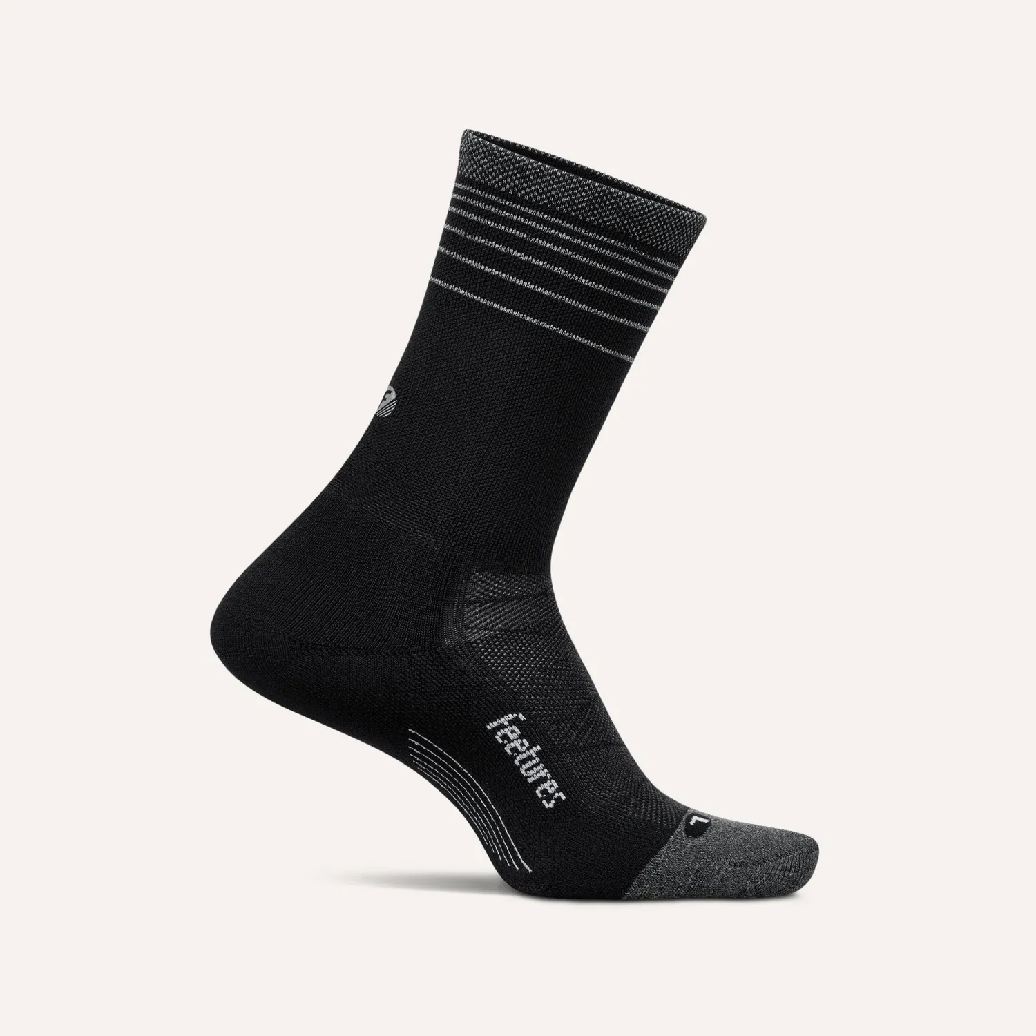 Feetures Elite Light Cushion Reflective Mini Crew sokker hvit refleks