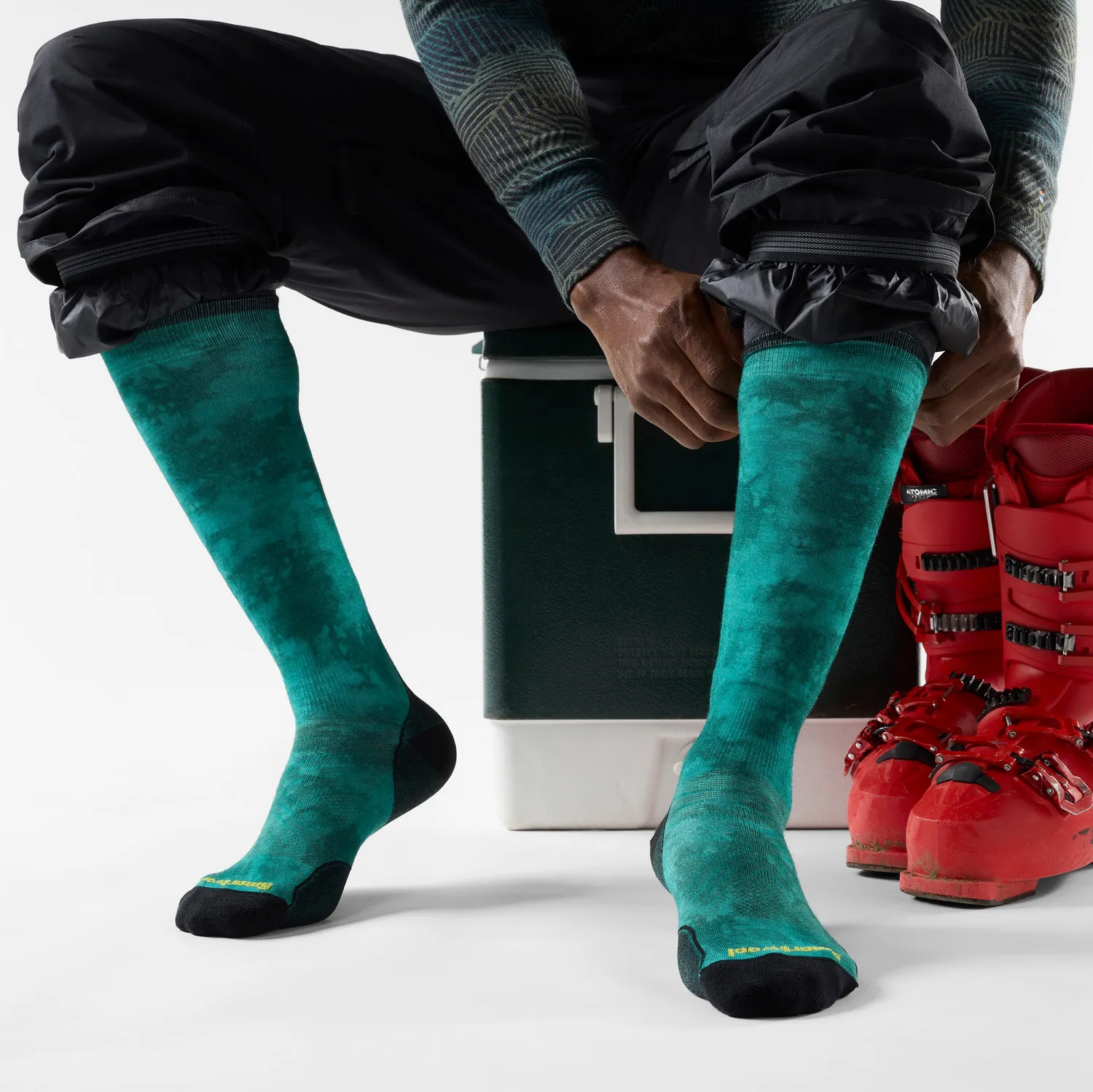 Smartwool Ski Shale Print skisokker Dusty Teal tynne