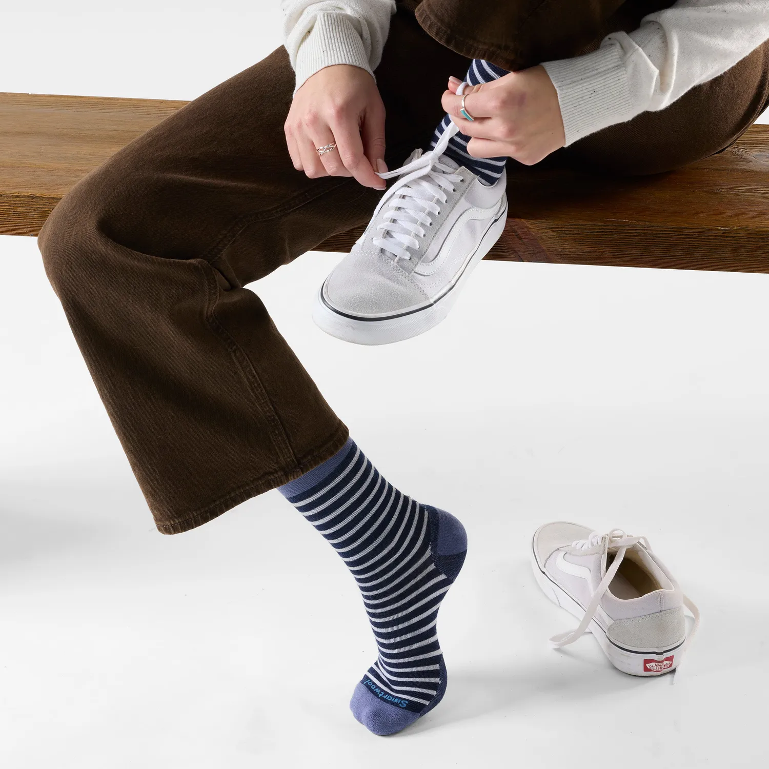 Smartwool Everyday Pin Stripe Crew sokker marine merino