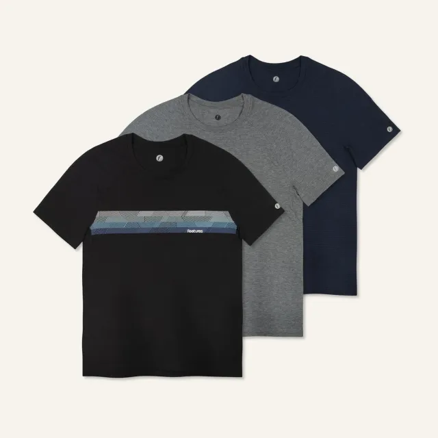 Feetures Stride Flex Tee t-skjorte herre svart miks 3-pk myk