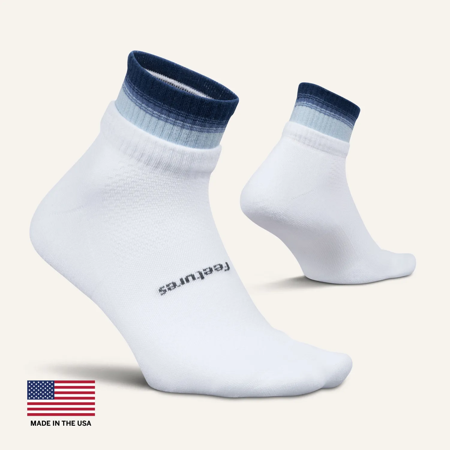 Feetures High Performance Max Cushion Stacked Quarter sokker sky