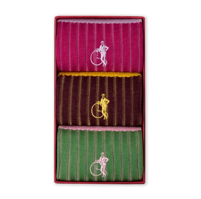 London Sock Company Studio I sokker 3 par stripet bomull