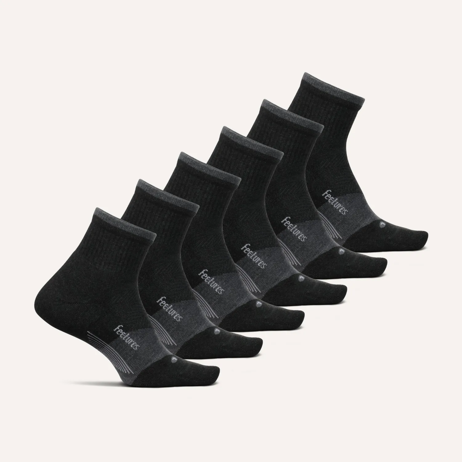 Feetures Trail Max Cushion Quarter tursokk Tectonic 6-pk