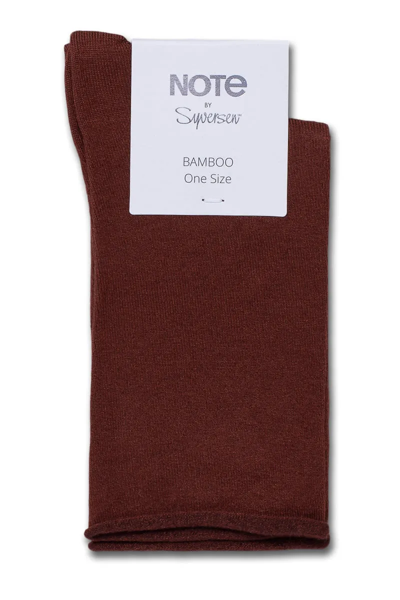 Note Woman Bamboo Roll Top sokker burgunder pustende