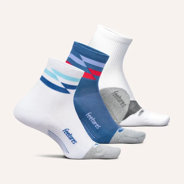 Feetures Elite Light Cushion Quarter sokker 3-pakk hvit lett
