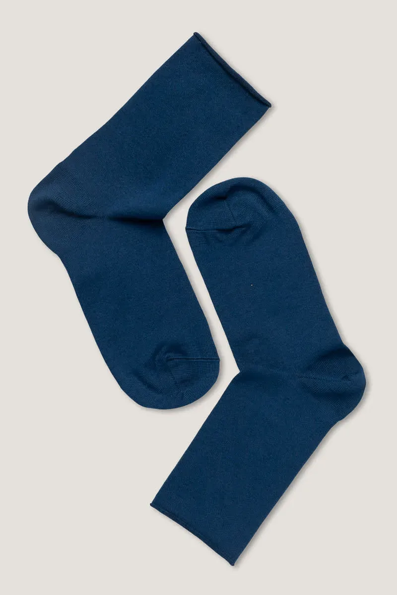 Note By Syversen Bamboo Roll Top sokker indigo