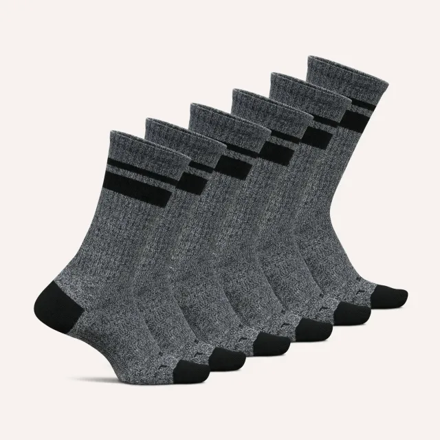 Feetures Everyday Max Cushion Crew sokker 6-pk Anytime Black Mix tykke