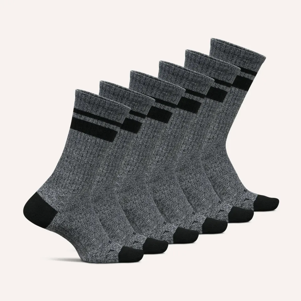Feetures Everyday Max Cushion Crew sokker 6-pk Anytime Black Mix tykke