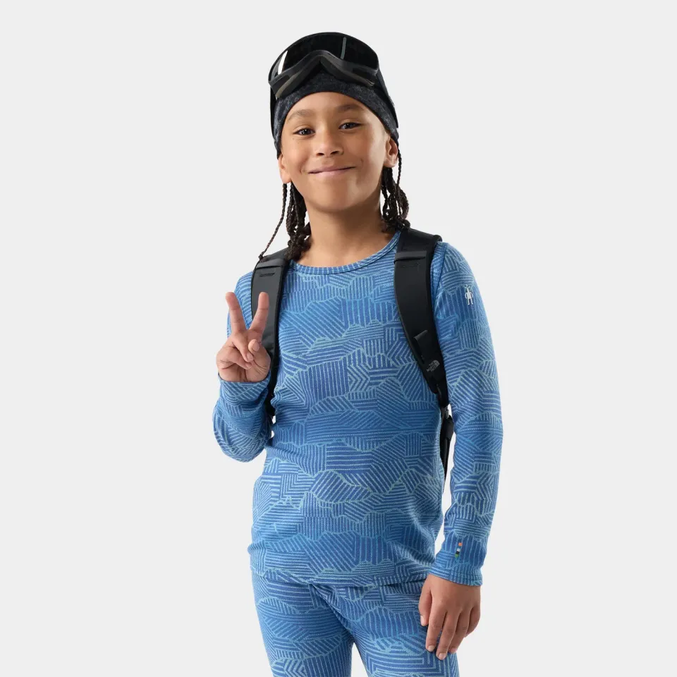 Smartwool Kids Classic Thermal Crew ulltrøye Indigo Linear Peaks