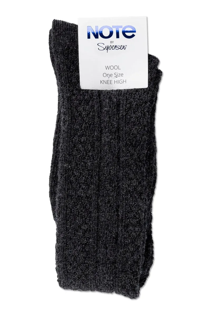 Note By Syversen Wool Cable Knee High knestrømper mørkegrå