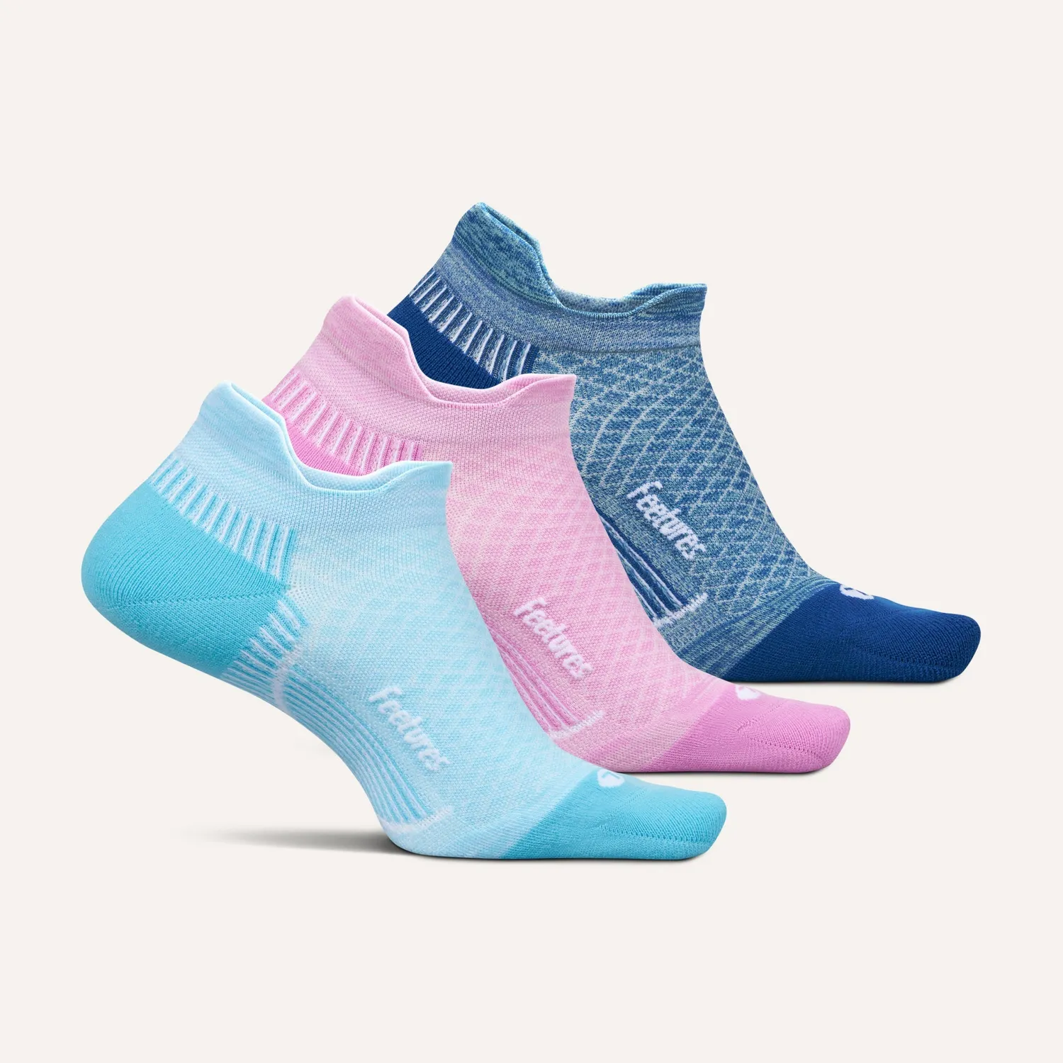 Feetures Plantar Fasciitis Relief Light Cushion Tab sokker hvit 3-pk