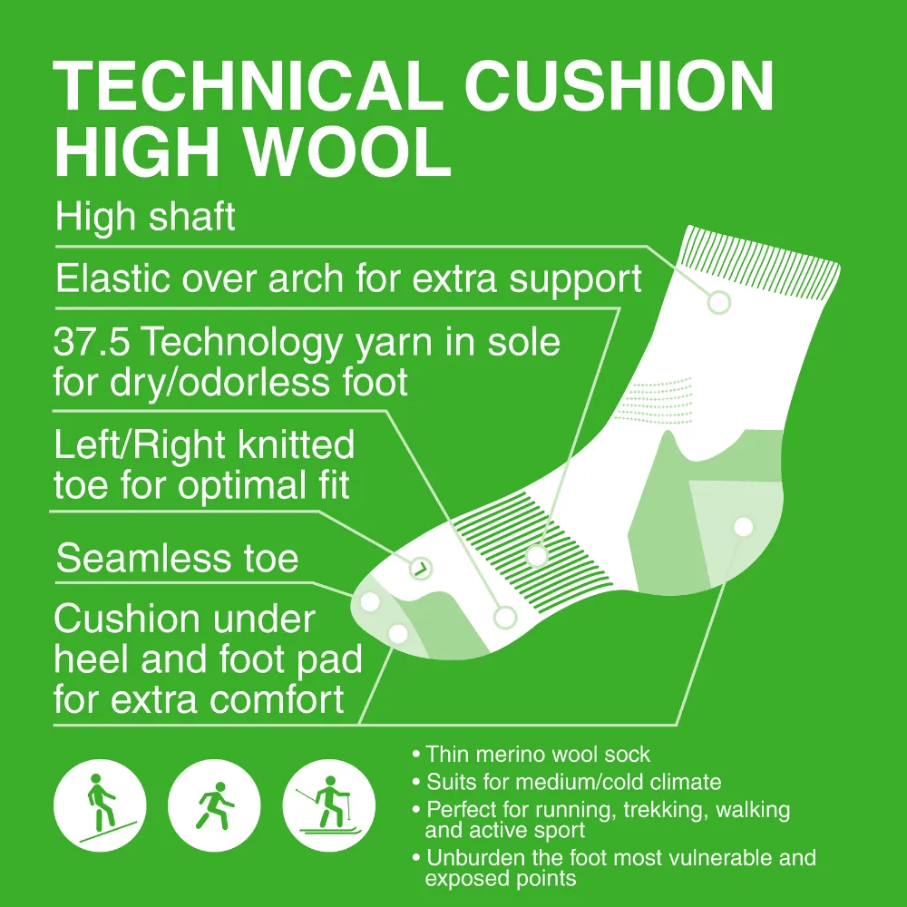 Gococo Technical Cushion High Wool løpesokker svart 35-38