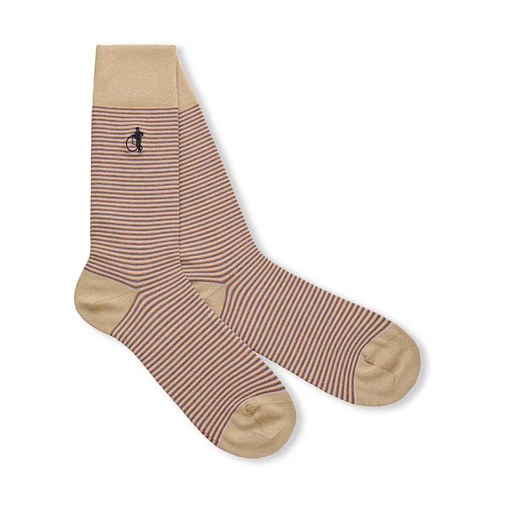London Sock Company Simply Stripes Grey Blue sokker 1 par bomull