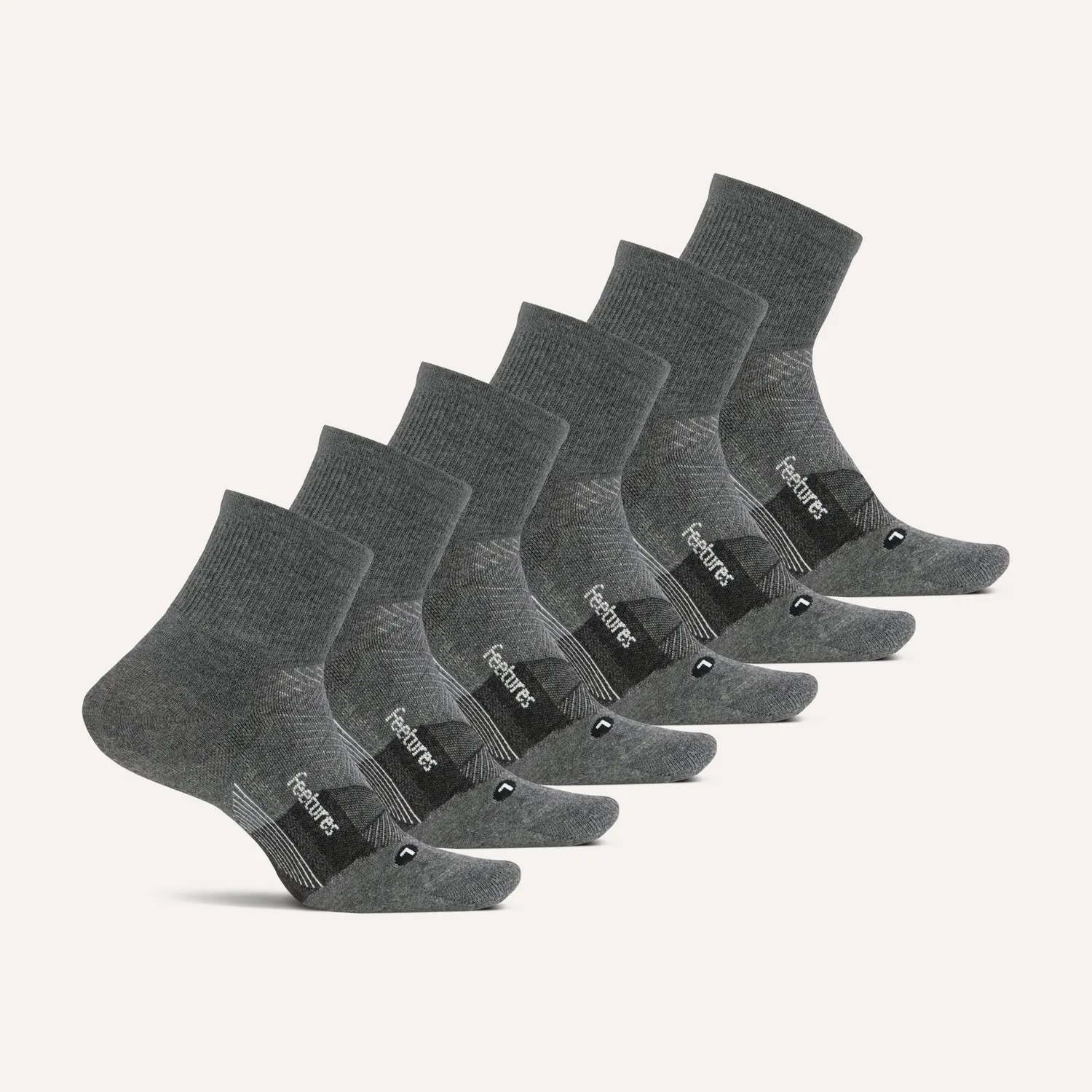 Feetures Merino 10 Max Cushion Quarter ullsokker 6-pack