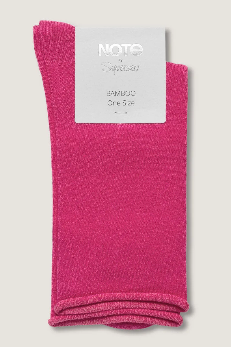 Note By Syversen Roll Top bambussokker fuchsia rulletopp