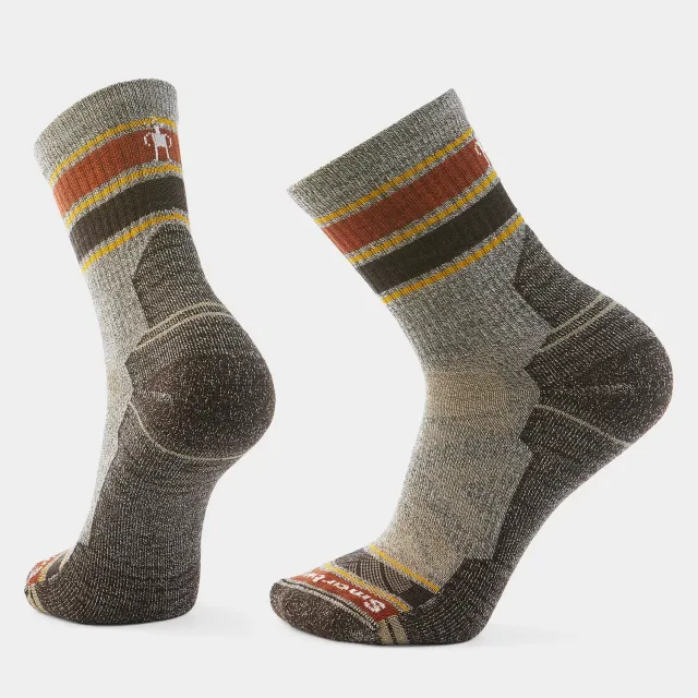 Smartwool Hike Striped Mid Crew tursokker taupe M merino