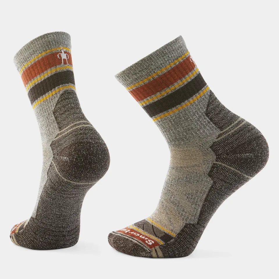 Smartwool Hike Striped Mid Crew tursokker taupe M merino
