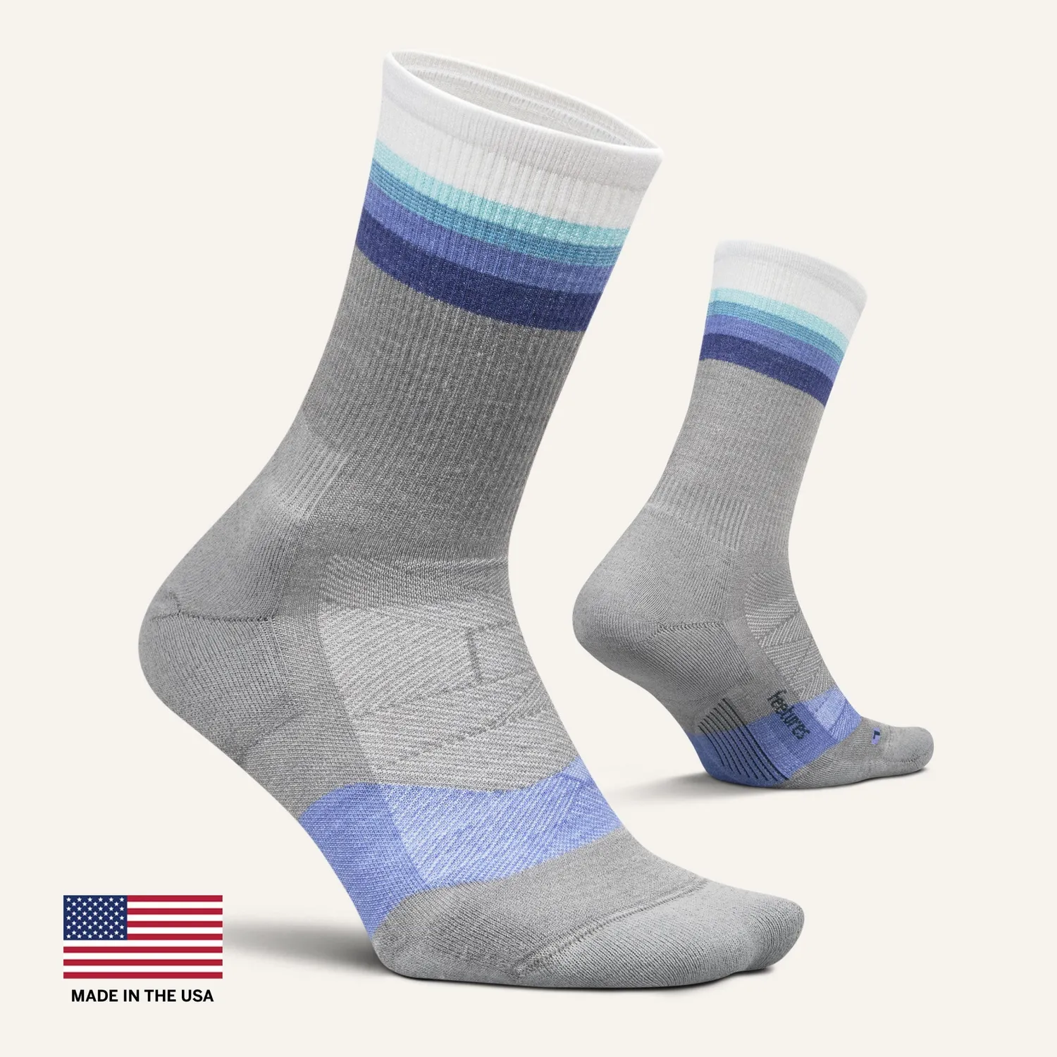 Feetures Merino 10 Max Cushion Mini Crew sokker grå