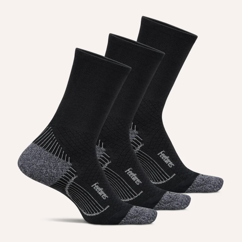 Feetures Plantar Fasciitis Mini Crew sokker 3-pk Black Mix støtte