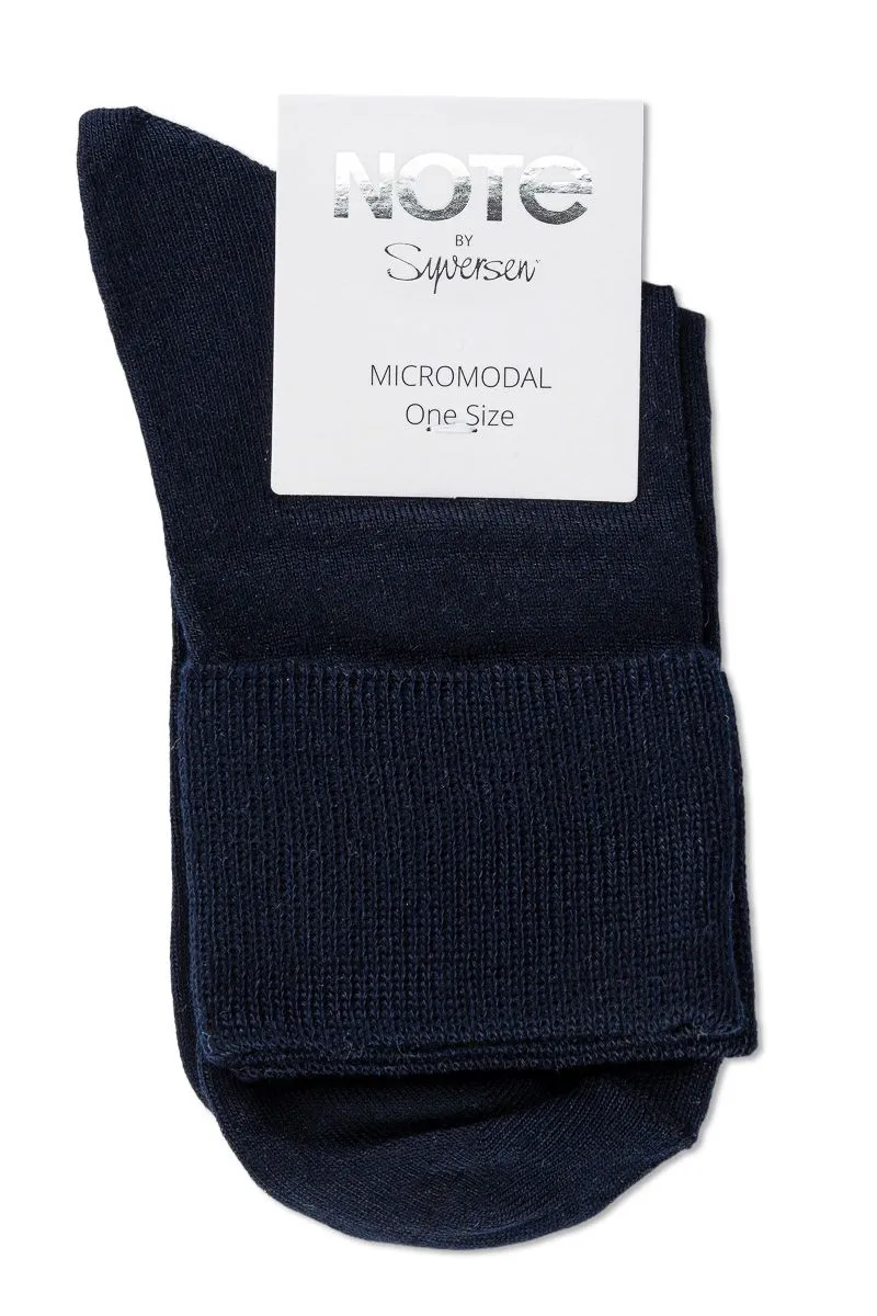 Note by Syversen Micromodal Cuff sokk mørkeblå tynn