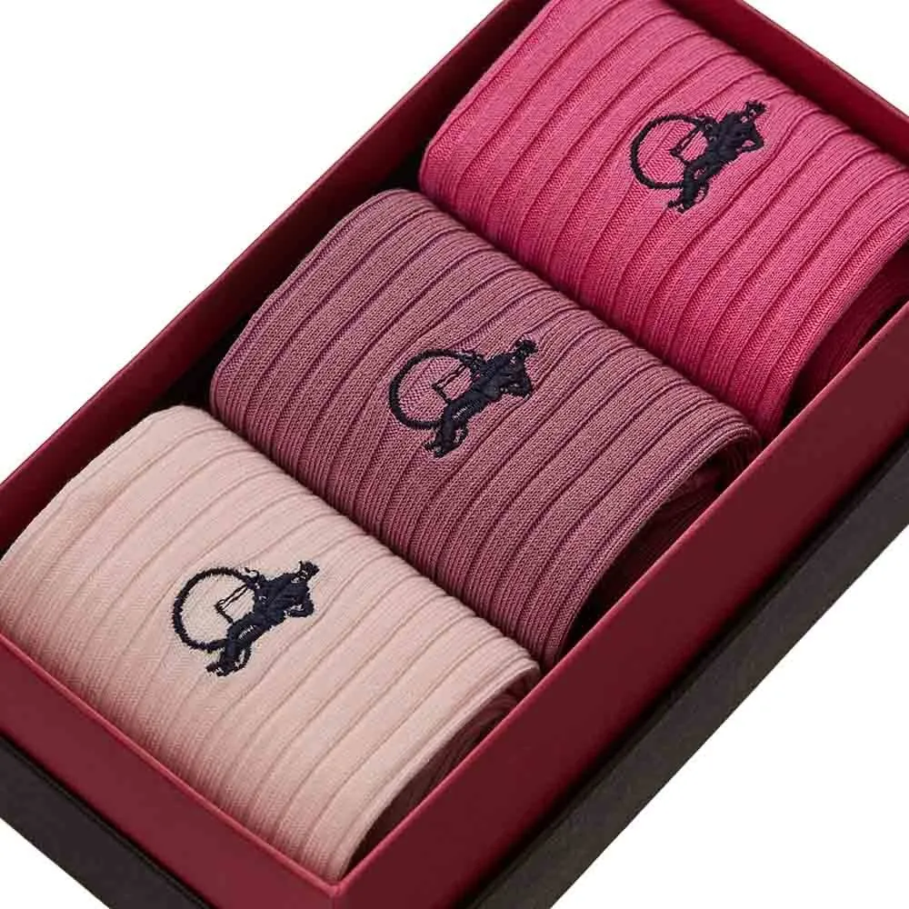 London Sock Company Stone Roses sokker 3-pk rosa