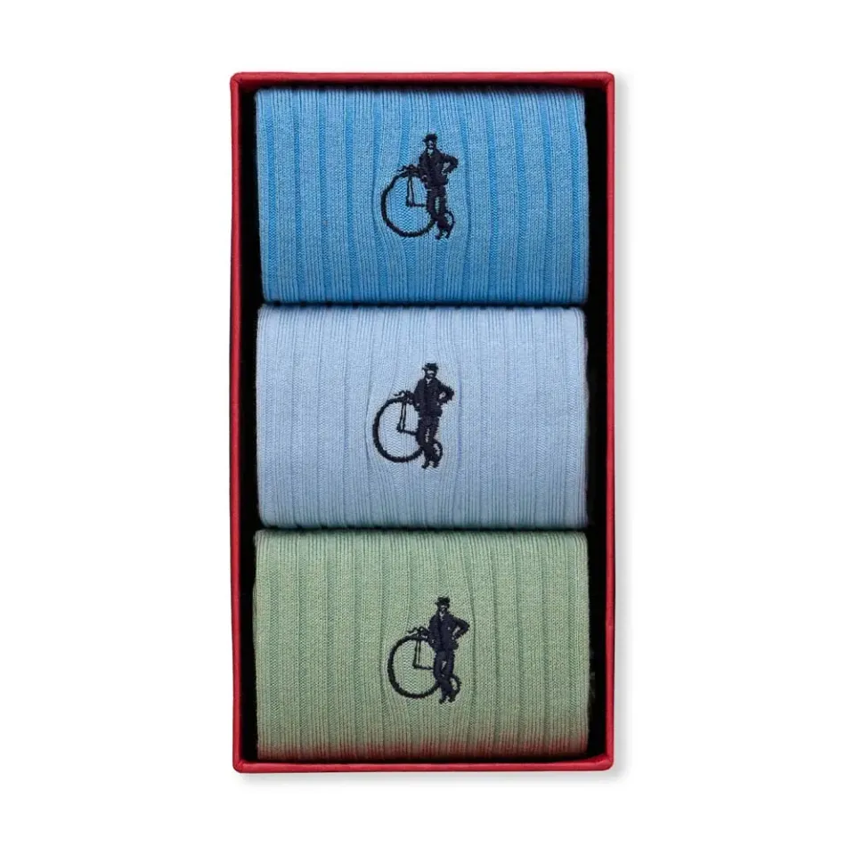 London Sock Company The Riviera sokker 3-pack blå grønn
