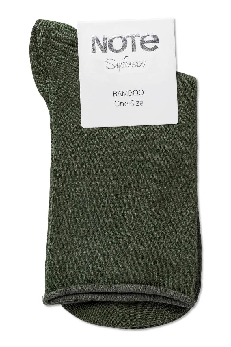 Note By Syversen Bamboo Woman Roll Top sokker oliven bambus