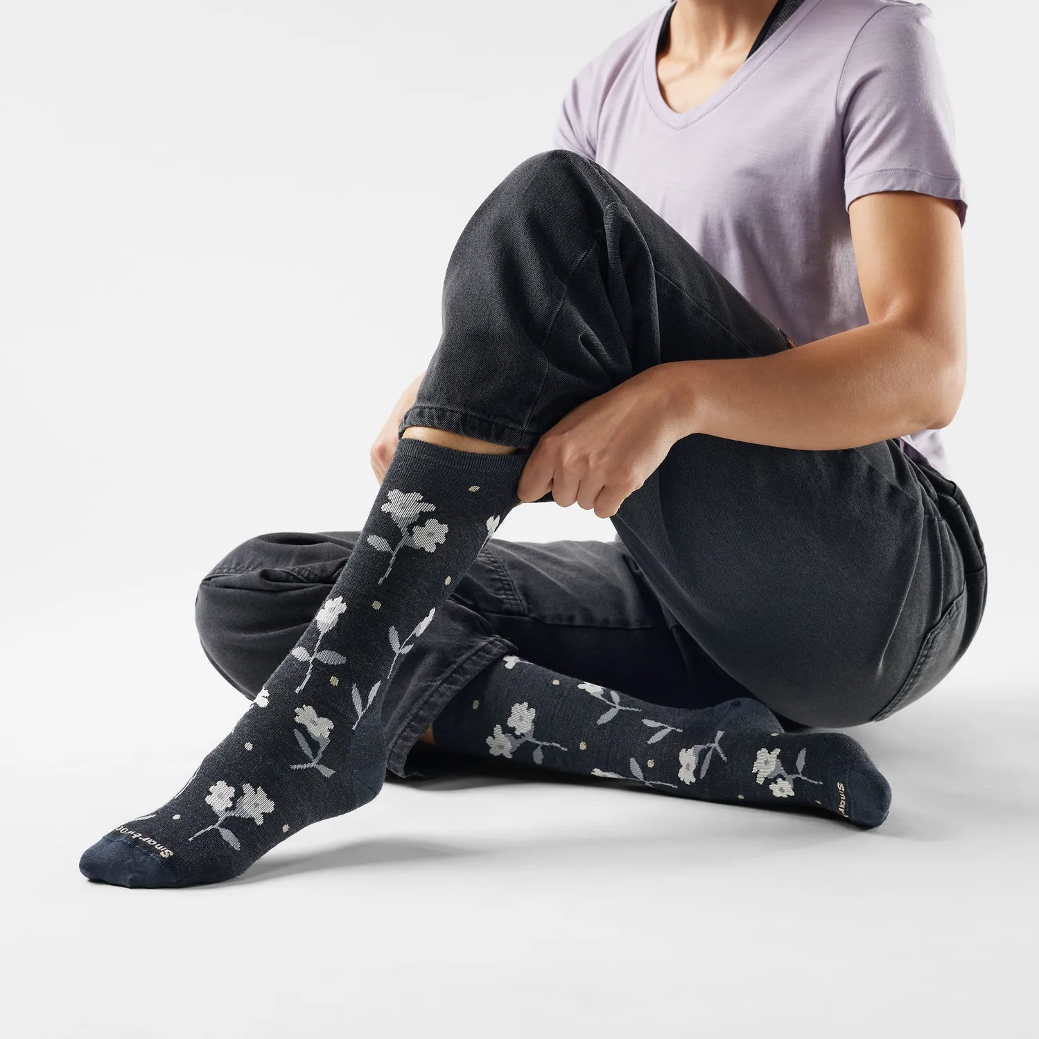Smartwool Everyday Garden Gala Crew sokker Charcoal merinoull