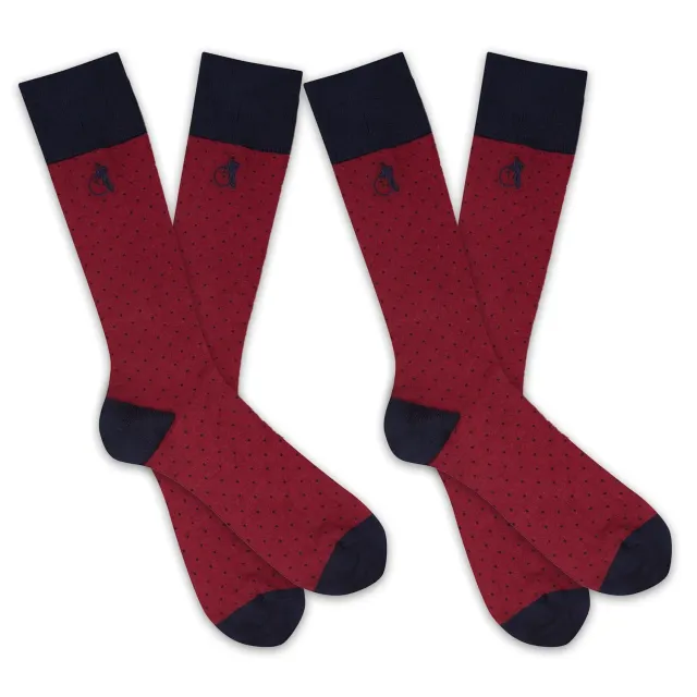 London Sock Company Spot of Style Burgundy sokker 2 par bordeaux