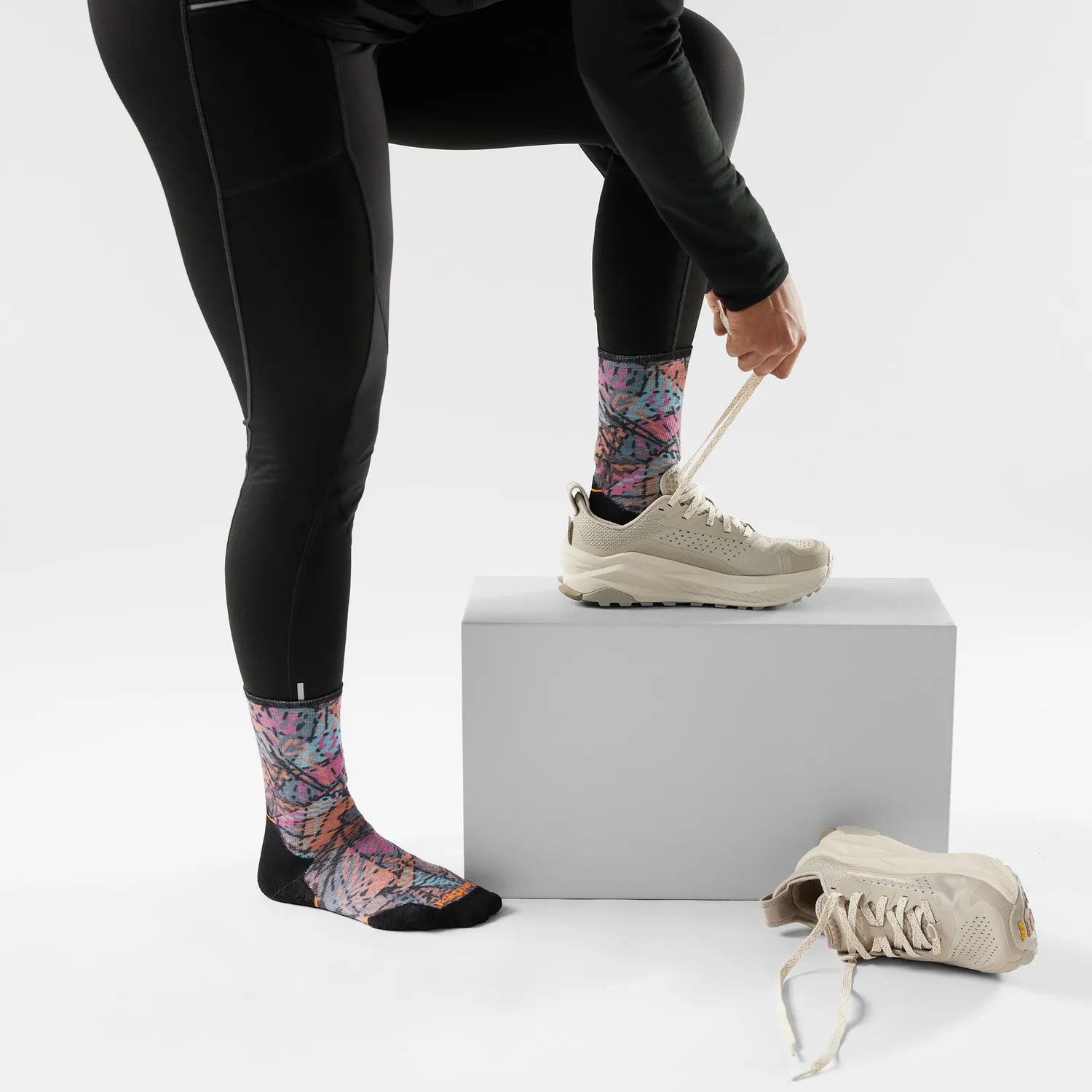 Smartwool Trail Run Triangle Prism Crew sokker garden pink demping
