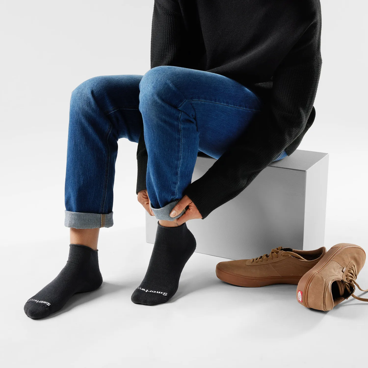 Smartwool Everyday Roll Top Ankle sokker svart merinoull