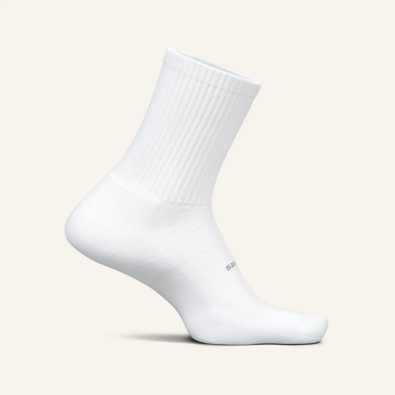 Feetures High Performance Max Cushion Quarter Tall sokk White myk
