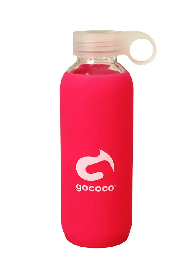 Gococo vannflaske glass 360 ml cerise silikon